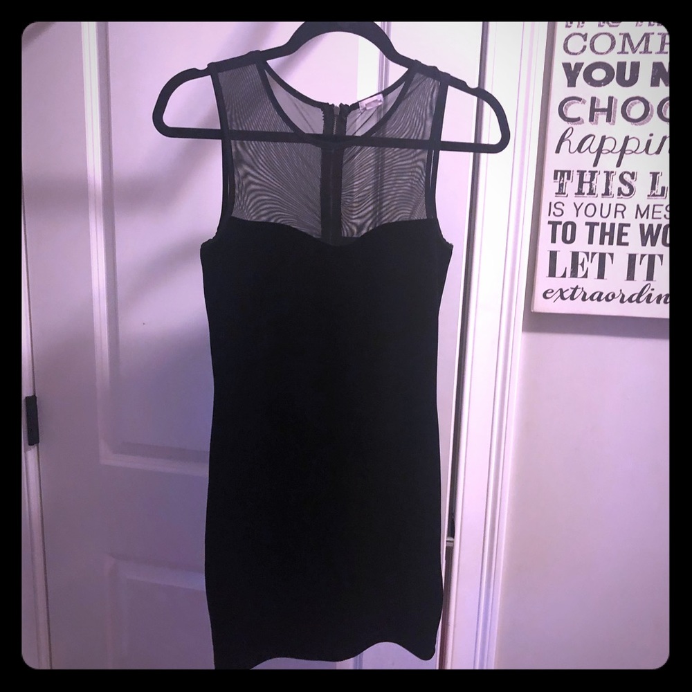 Black velvet mini dress